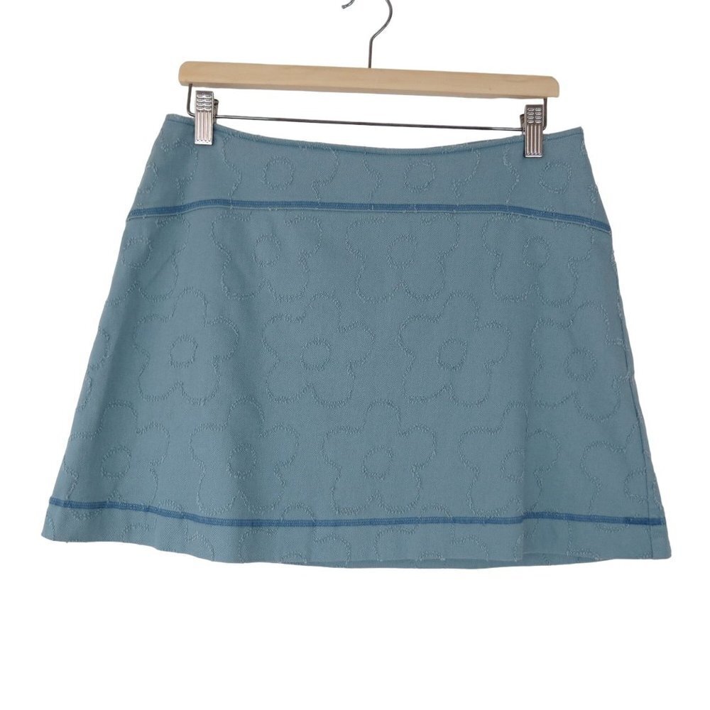Urban Outfitters Light Blue Floral Eyelet Mini Skirt